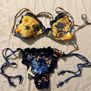 Agua Bendita Floral Bikini - Yellow and Blue